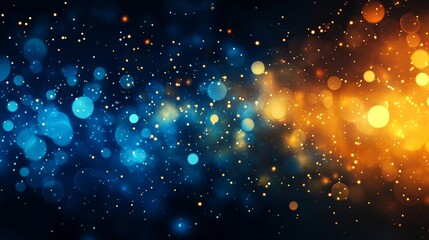 Poster - Visual Representation of Contrasting Hues With Vibrant Blue and Orange Dots Creating an Abstract Cosmic Effect in a Dark Background