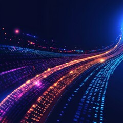 Aufkleber - Colorful Digital Lines Representing Data Flow in a Futuristic Setting With Blue and Orange Hues Vibrant Against a Dark Background