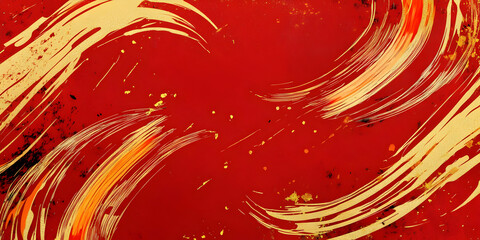 Poster - abstract red and gold swirls: a captivating abstract background with swirling strokes of vibrant red