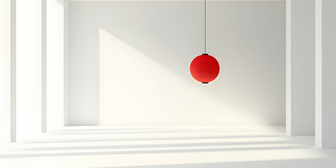 Poster - Red Sphere Minimalist Interior Design 