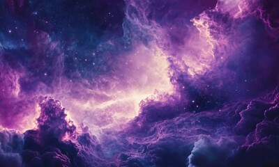 Wall Mural - Cosmic Dreamscape: A Celestial Dance of Purple and Blue Interstellar Clouds