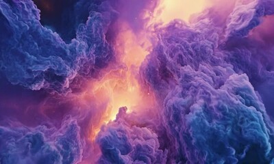 Wall Mural - Ethereal Cosmic Clouds in Vivid Neon Shades Creating a Dreamlike and Mystical Atmosphere