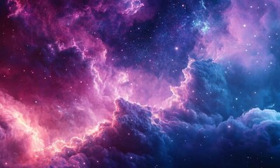 Wall Mural - Vibrant Cosmic Nebula with Transcendent Colors and Mystical Clouds in the Night Sky