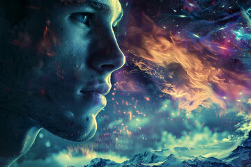 Wall Mural - ai generated image of human life on another planet space