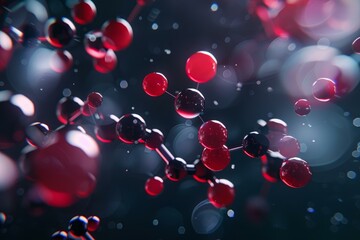 Poster - abstract 3d rendering of molecules floating and connecting, creating a complex scientific structure