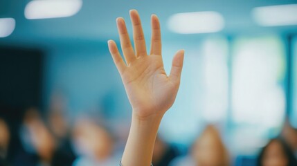 Wall Mural - Hands up in crowded room