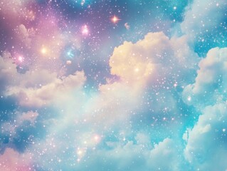 Wall Mural - Clouds and Stars Night Sky