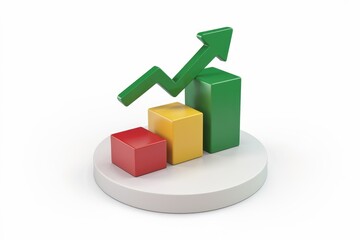 Aufkleber - Upward trending bar graph showing growth and progress with three colorful blocks.