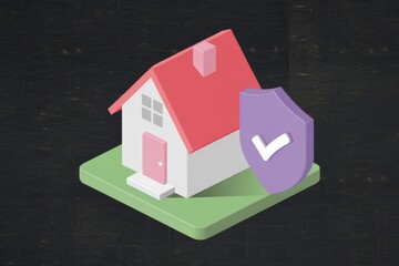 Aufkleber - Home security and protection, symbolized by a house and a checkmark shield.
