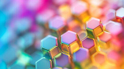 Poster - Colorful hexagonal shapes create a vibrant abstract background design. 