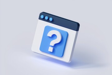Aufkleber - 3D render of a webpage icon with a question mark, symbolizing online queries and FAQs.