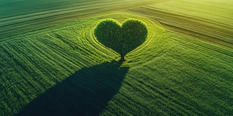Wall Mural - Heart Shaped Tree in Field