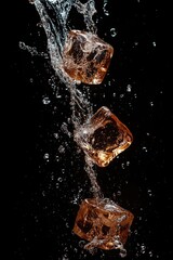 Poster - Ice Cubes Falling into Water