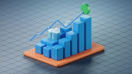 Aufkleber - An upward trending bar graph showcases growth, progress, and success with a final peak indicated by a green circle.