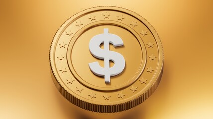 Aufkleber - A gold coin with a white dollar sign in the center, symbolizing wealth and finance.