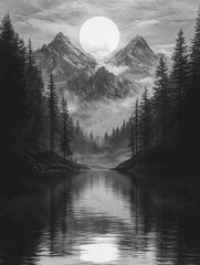 Wall Mural - Mountain Lake Landscape