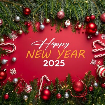 2025 Happy New Year Greeting Card card or banner to wish a happy new year 2025 in happy new year 2025