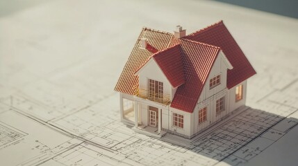 Poster - Model house design process architectural plans 3d visualization creative workspace aesthetic perspective