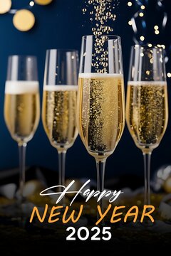 2025 Happy New Year Greeting Card card or banner to wish a happy new year 2025 in happy new year 2025