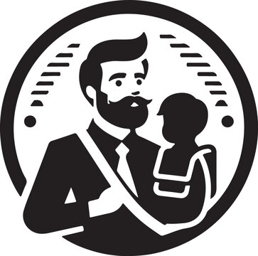 Happy Father's Day Icon Silhouette Vector In White Background 