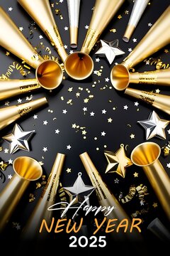 2025 Happy New Year Greeting Card card or banner to wish a happy new year 2025 in happy new year 2025