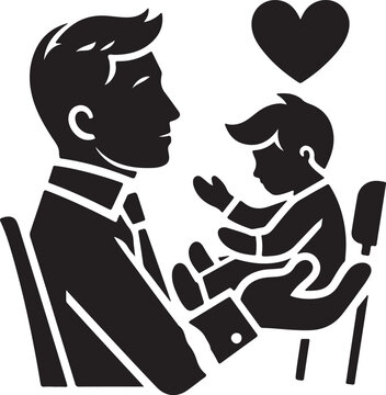 Happy Father's Day Icon Silhouette Vector In White Background 