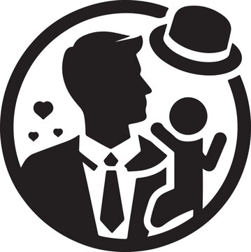 Happy Father's Day Icon Silhouette Vector In White Background 