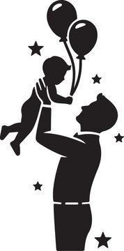 Happy Father's Day Icon Silhouette Vector In White Background 
