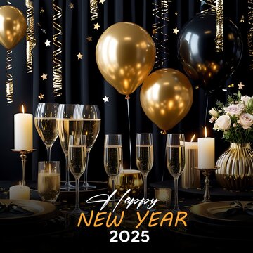 2025 Happy New Year Greeting Card card or banner to wish a happy new year 2025 in happy new year 2025