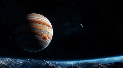 Canvas Print - An artist's impression of a planet with two planets in the background