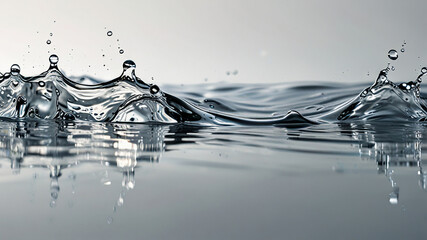 Poster - Water splash with ripples. Concept of purity, refreshment, nature.