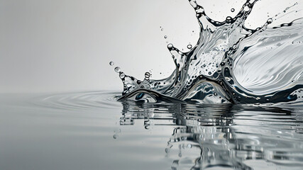 Poster - Water splash with ripples. Concept of purity, refreshment, nature.