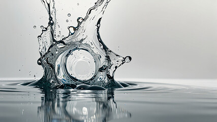 Poster - Water splash with crown formation. Concept of purity, refreshment, and nature.