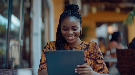 Wall Mural - Woman with Tablet Computer