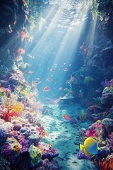 Canvas Print - Underwater Coral Reef with Fish