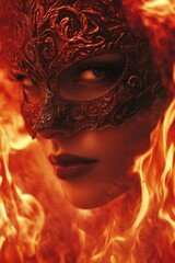 Poster - Woman with Red and Black Mask