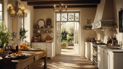 Wall Mural - Bright and Cozy Kitchen with Open Doors and Natural Light