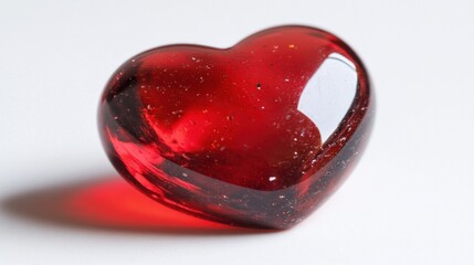 Canvas Print - Red glass heart on white background.