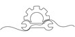 © line drawing - Continuous linear drawing of service symbol. Repair concept. One line drawn background. Vector illustration. Abstract linear background, Default Settings Continuous Line Editable Icon, tools icon.