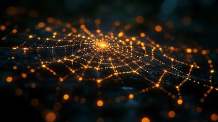 Wall Mural - Web A network of glowing threads weaving an intricate web. Generative AI
