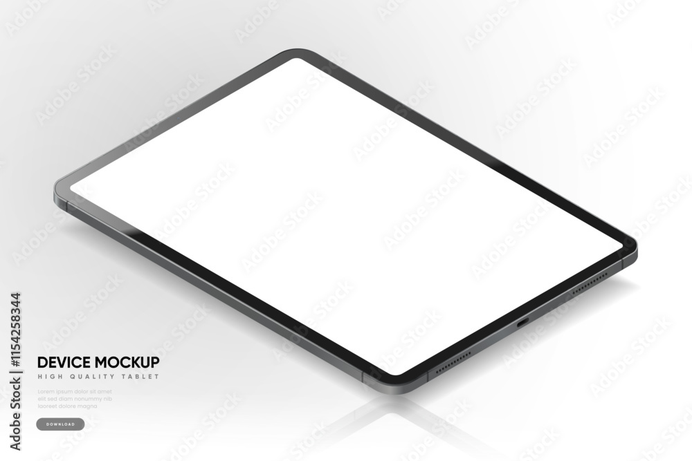 3D Tablet frame less blank screen. Empty screen device tablet mockup ...