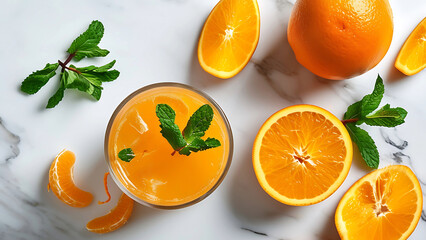 Canvas Print - Refreshing orange juice with mint