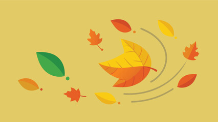 Aufkleber - Vibrant autumn leaves swirling around a bright sun in a delicate vector illustration for seasonal decor and design