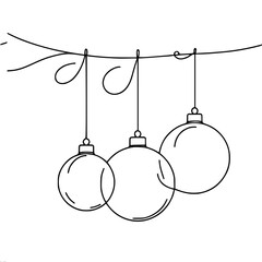 Poster - Minimalist holiday design with hanging christmas ornaments outline