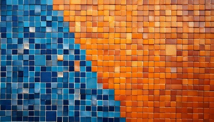 Wall Mural - orange and blue tiles wall texture