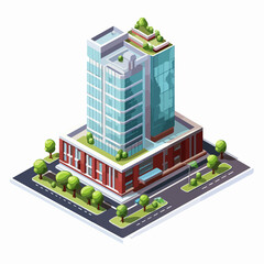 Detailed isometric city building concept for urban development projects