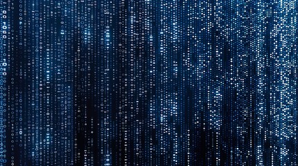 Digital binary code on a blue background
