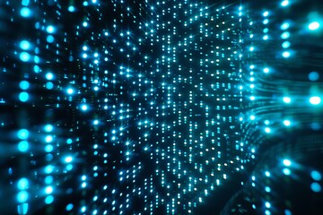 Digital binary code on a blue background
