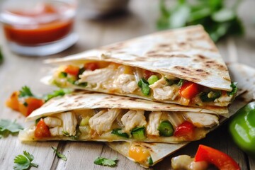 Wall Mural - Mexican-style cheese wraps served on a wooden table, great for food or lifestyle shots