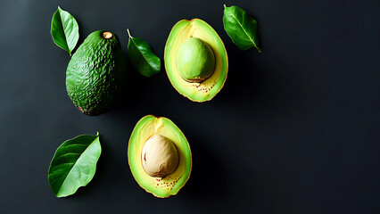 Canvas Print - Fresh Avocados with Leaves